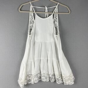 Elegant White Lace Trim Tank Top